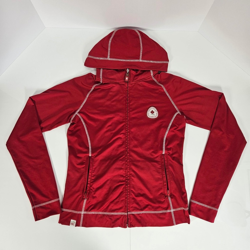 HBC Canadian Olympic Team Red Full Zip Hooded Jacket Womens Medium 2006 Torino